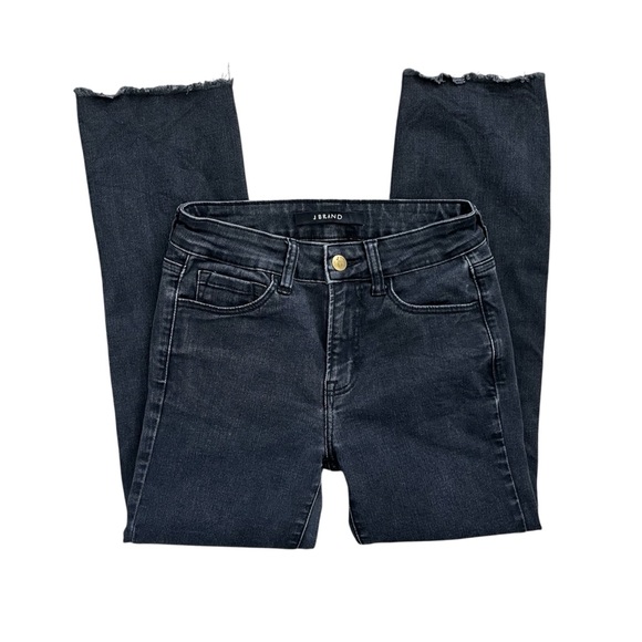 J Brand Washed Black Cropped Skinny Jeans Raw Frayed Ankle Chew Hem Size 25 - Picture 4 of 15